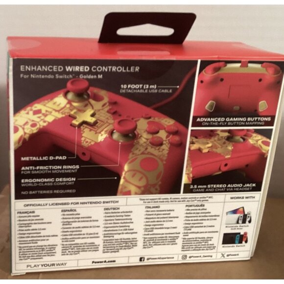 Nintendo Switch Enhanced Wired Controller Super Mario Golden M Design - Picture 4 of 4